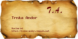 Trnka Andor névjegykártya